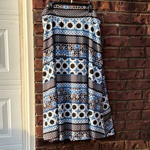 Donna Moore Maxi Skirt in Blue and Brown